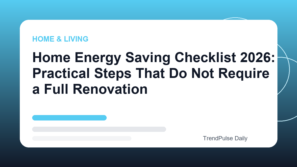 Home Energy Saving Checklist 2026: Practical Steps That Do Not Require a Full Renovation